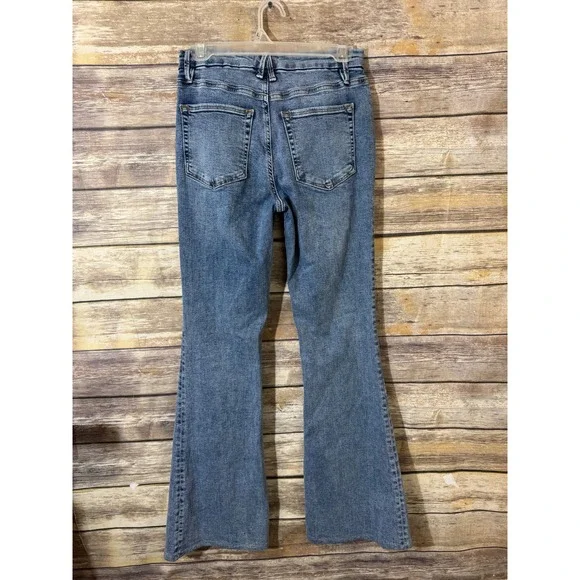 Good American Good Legs Flare Jeans Indigo330 Button Fly 6 28 x 32 70s Hippie - Picture 4 of 8
